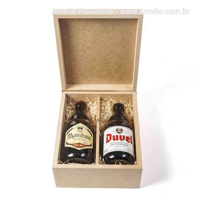 Kit Cerveja 2 Belgas na caixa de MDF