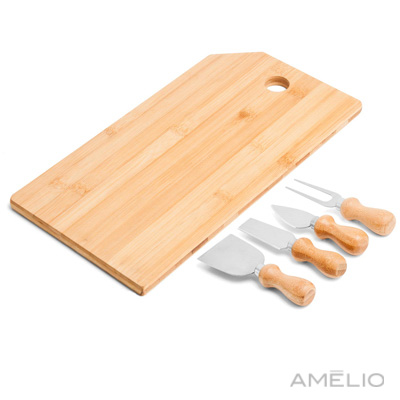 Kit Queijo em Bambu/Inox - 5 Pçs