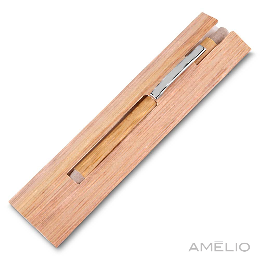 Caneta de bambu com estojo