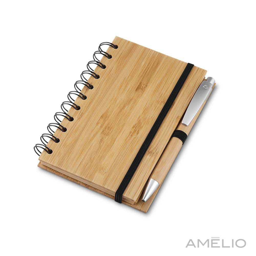 Caderno com caneta bambu