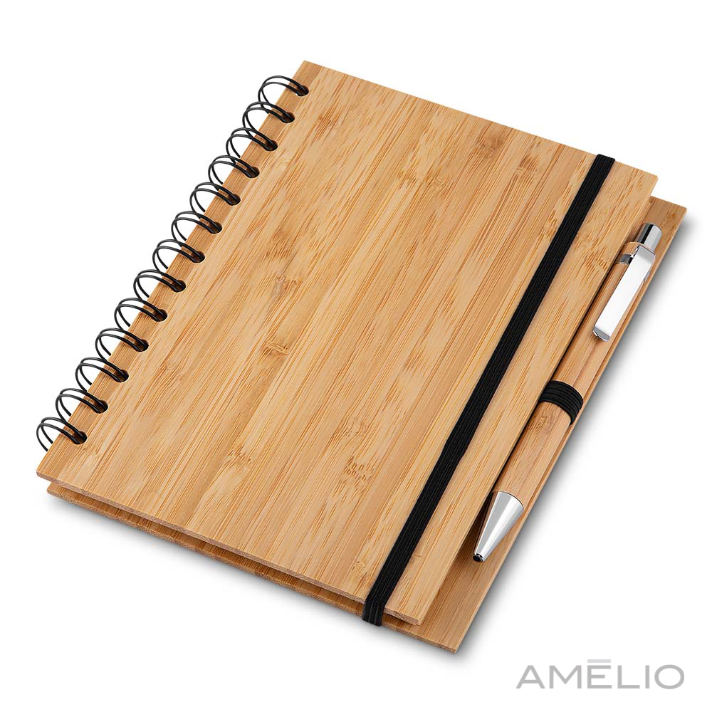Caderno com caneta bambu