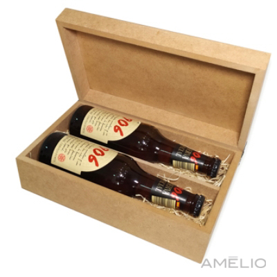 Kit Cerveja com 2 cervejas da Espanha na caixa de MDF