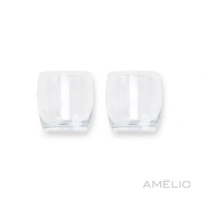 Jogo de copos de vidro p/ Whisky com porta copo - 4 pçs