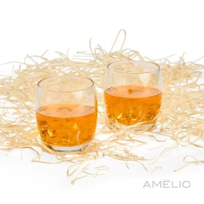 Jogo de copos de vidro p/ Whisky com porta copo - 4 pçs