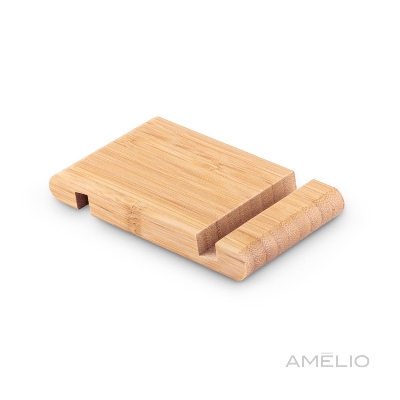 Suporte para celular em bambu com duas canaletas