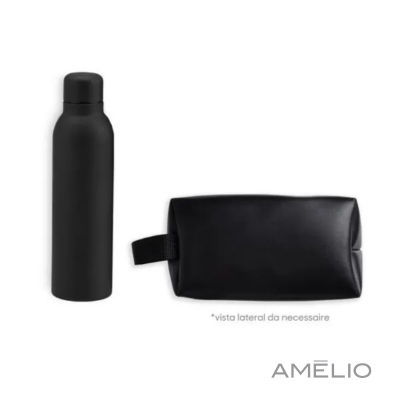 Kit Garrafa e Necessaire - Preto