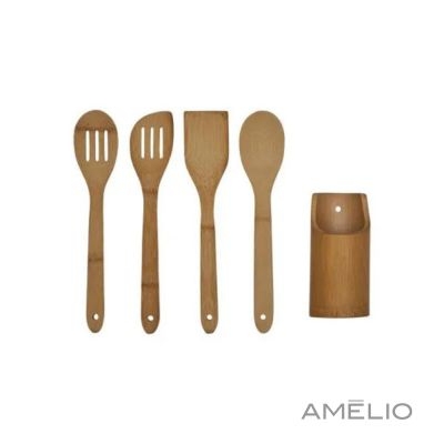 Conjunto de Utensílios de Bambu - 5 peças