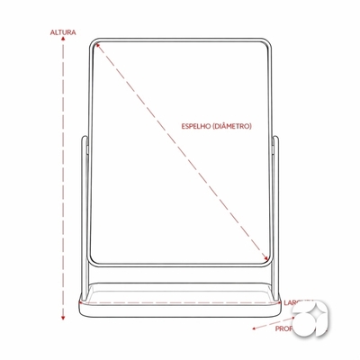 Espelho de mesa retangular