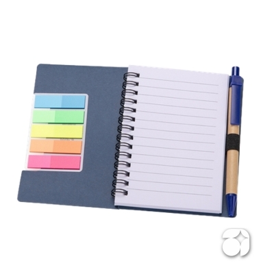 Bloco de Anotações com Autoadesivos e Caneta