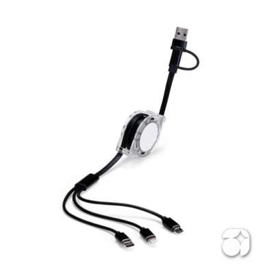 Cabo Retrátil 3 em 1 com Adaptador