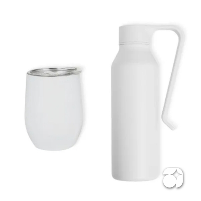 Kit garrafa e copo térmico (Branco)