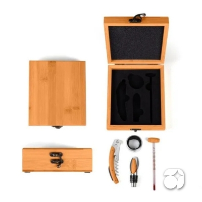 Conjunto Para Vinho Em Bambu (5 peças)