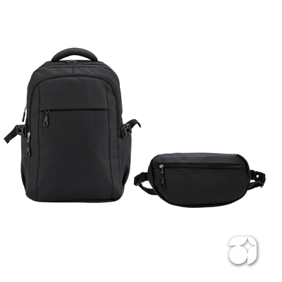 Conjunto Mochila e Pochete Couro Sintético